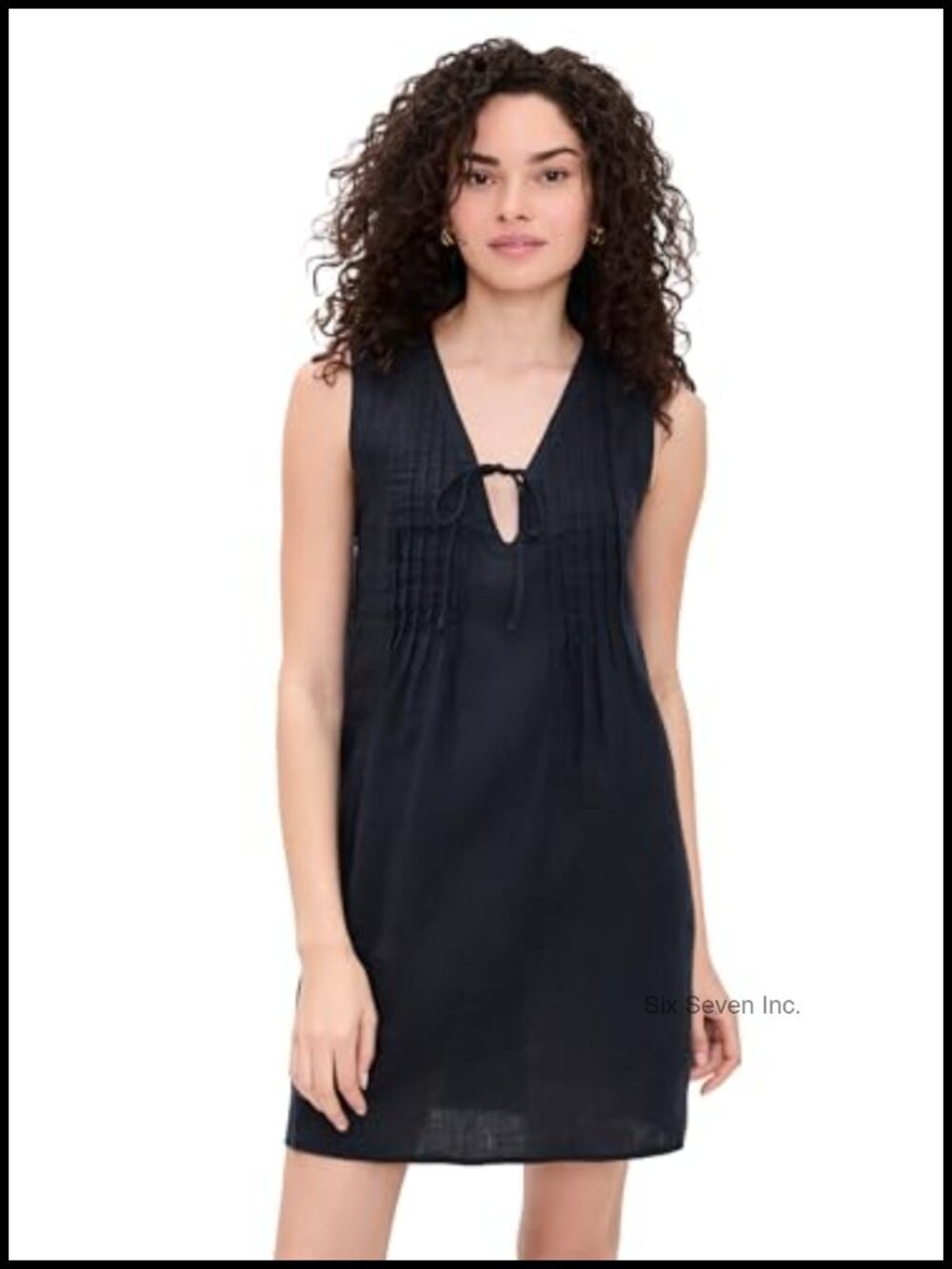 Splendid Women's Stella Linen Mini Dress Casual Sheath V-Neck Sleeveless